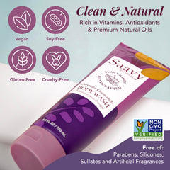 Saavy Naturals shea butter hydration image emphasizes rich, skin-softening formula.