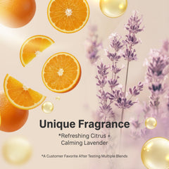 Calming lavender and uplifting orange aroma visualization
