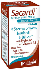Sacardi Saccharomyces boulardii 5 billion CFU probiotic tablets (30 vegan tablets)