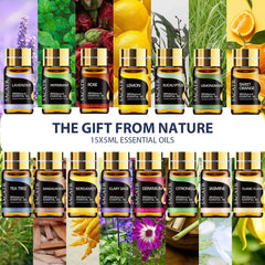 Set of 15 essential oil bottles included with diffuser