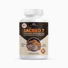 Bottle of Naturealm Sacred 7 Organic Mushroom Extract Capsules