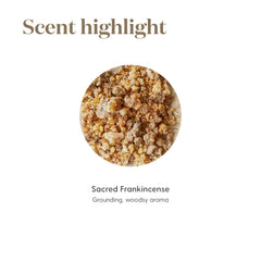 Wooden surface with sacred frankincense essential oil bottle