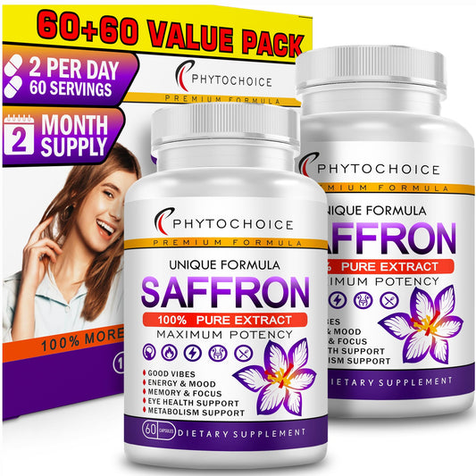 Front view of Saffron Extract Capsules bottle labeled 88.5 mg