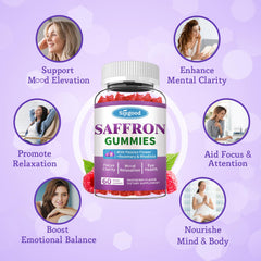 Ingredients panel showing saffron extract and vitamins
