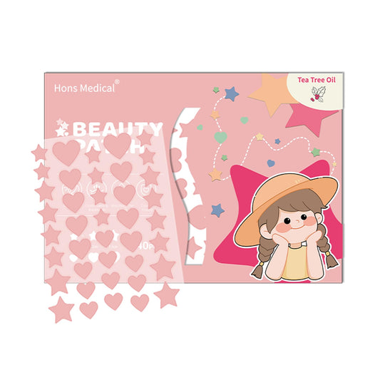 Safirst hydrocolloid pimple patch star heart pack provides breathable overnight coverage.