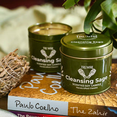 Candle featuring natural crystals for spiritual practice