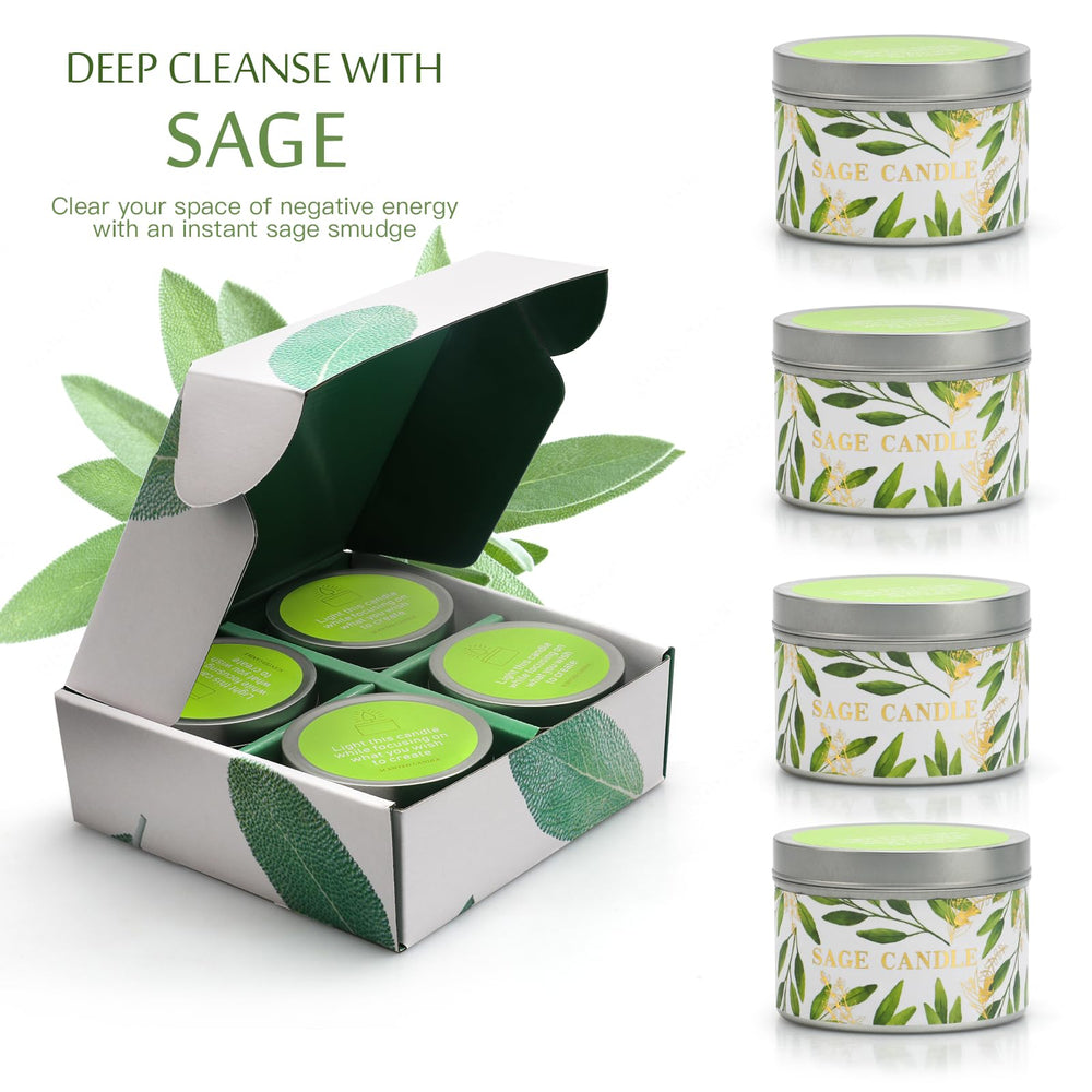 Soy wax sage candle close-up with natural wick