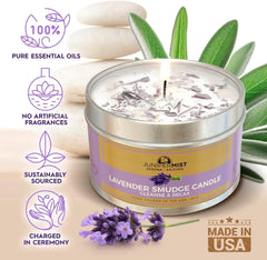Sage leaves and lavender essential oils used in candle