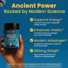 Blueberry-flavored Shilajit gummies on a clean background