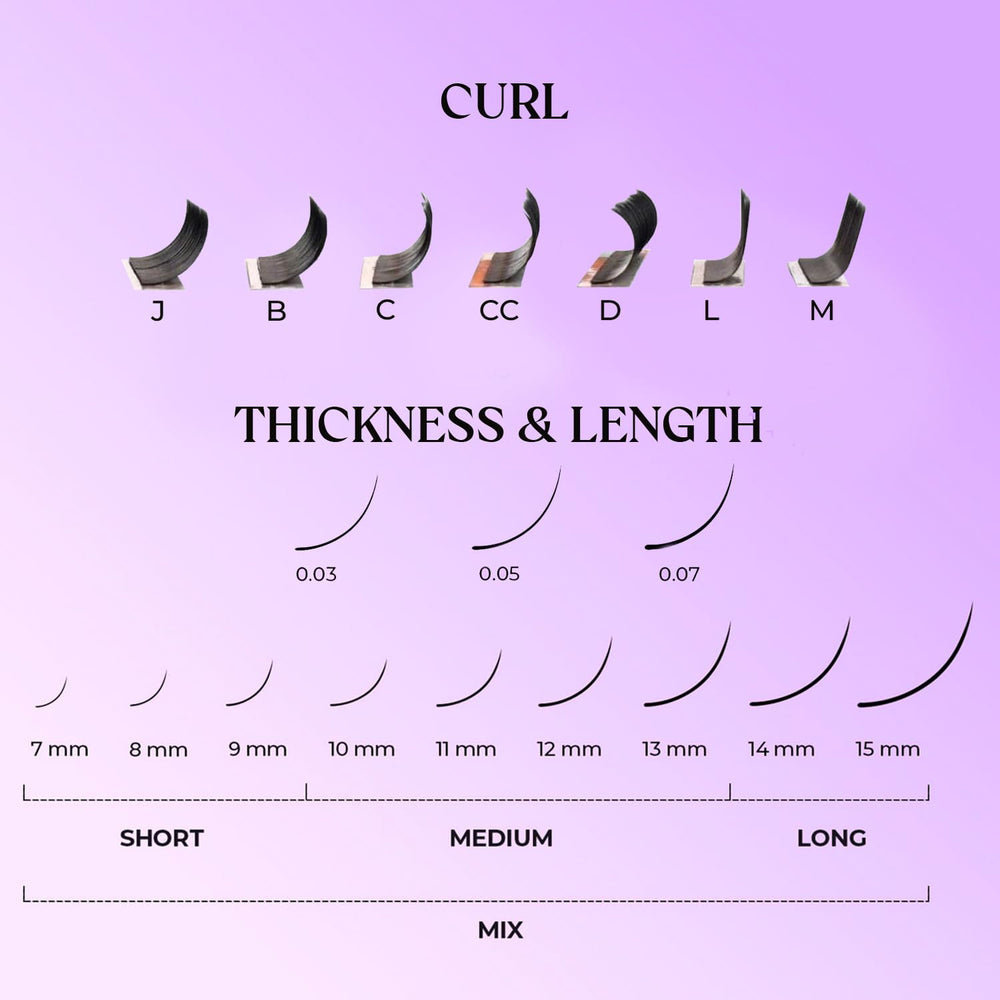 SAIGON LASH curl options J,B,C,CC,D,L,M support tailored artistry.