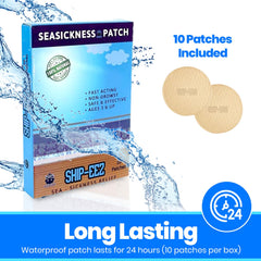 SAILPAK Ship-EEZ patch worn on wrist highlights discreet, non-drowsy travel relief.