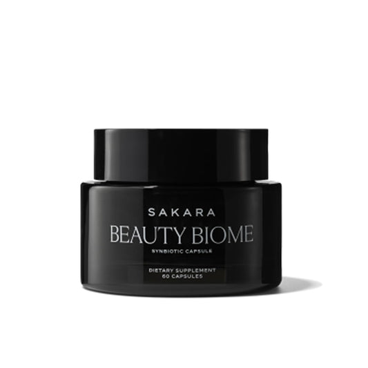 Packaging of SAKARA Beauty Biome with bottle