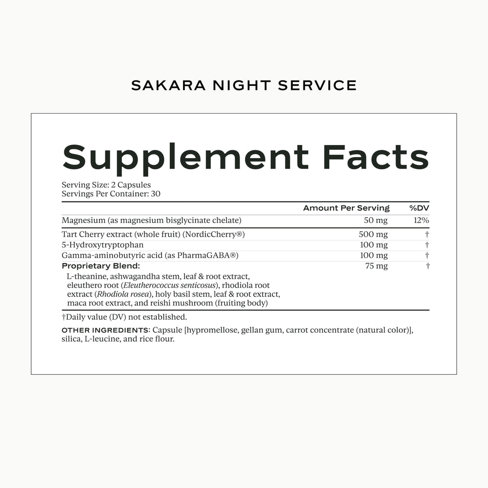 Bottle of Sakara Night Service Sleep Support with 60 capsules