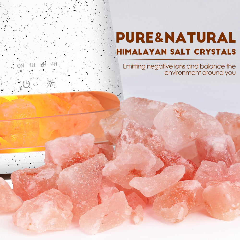 Himalayan pink salt crystals included with SALKING lamp diffuser