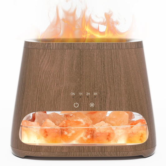 SALKING 2-in-1 Himalayan Salt Lamp Diffuser dark finish front view with ambient glow