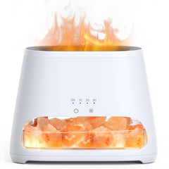 SALKING 2-in-1 Himalayan salt lamp and diffuser in white with ambient glow - full product view