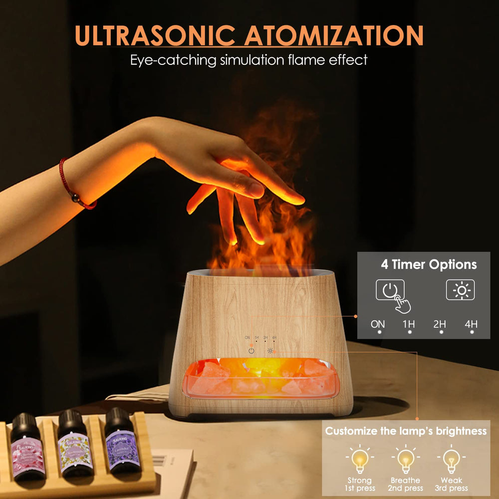 LED flame-effect diffuser showing realistic flame