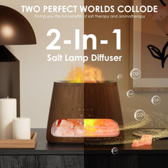 Diffuser showing LED flame-like light and mist in action