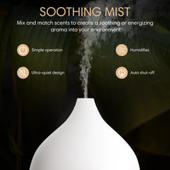 Diffuser emitting cool mist with warm ambient lights
