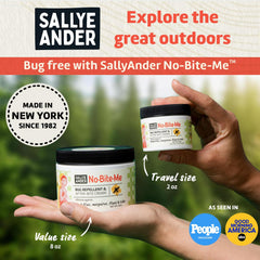 SALLYEANDER No Bite Me EPA-exempt badge—trusted family brand with decades of safe use