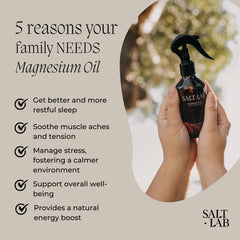 Close-up of Salt Lab Magnesium Oil Spray bottle