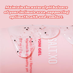 SALT.XO Yoni Gel Wash peppermint scent close-up for refreshing cleanse.