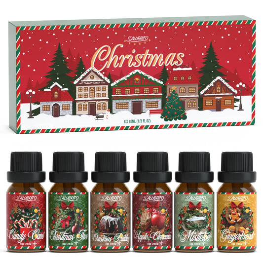 Salubrito Christmas Fragrance Oils Set 6x10ml bottles on display