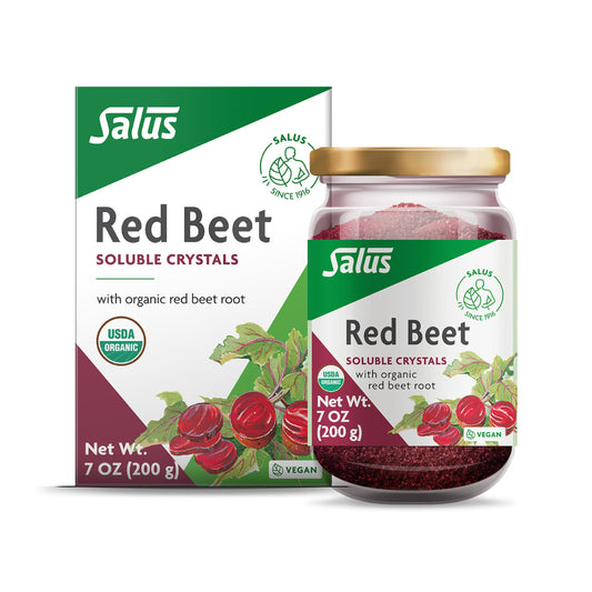 Front view of Salus Red Beet Crystals 7 oz jar