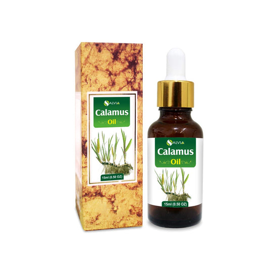 Amber glass bottle containing Salvia Calamus oil with dropper