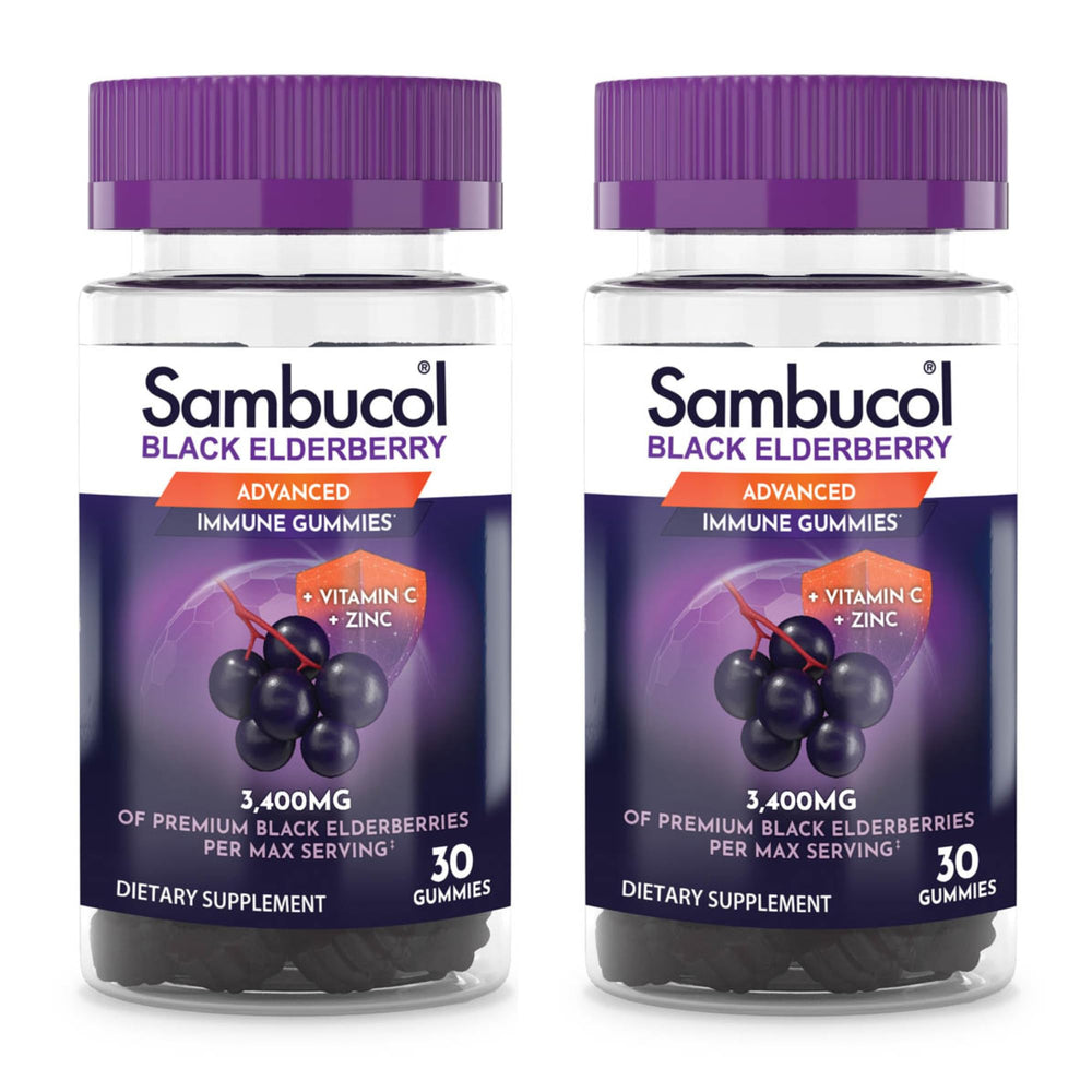 Front view of Sambucol Black Elderberry Gummies 30-count, 2-pack