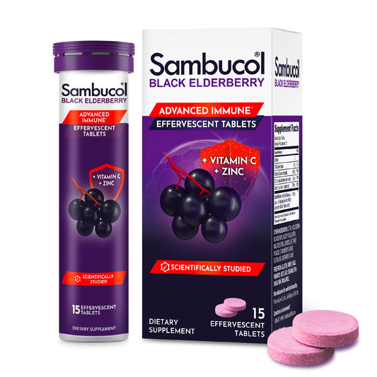 Sambucol Black Elderberry Tablets bottle with label