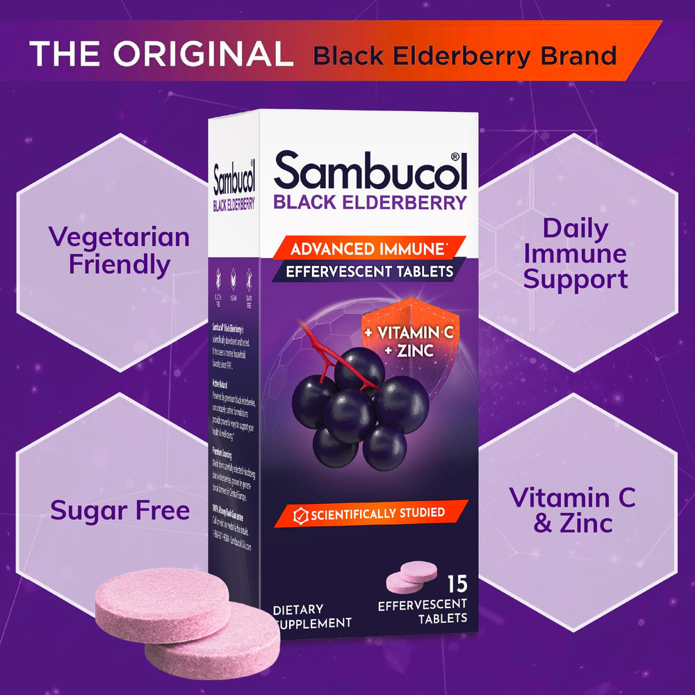 Gluten-free, dairy-free and vegan-friendly elderberry tablets label