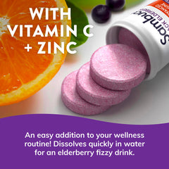 Sambucol elderberry tablets displayed on a neutral surface