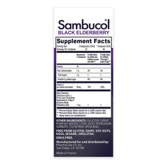 Close-up of Sambucol Kids Elderberry Syrup label