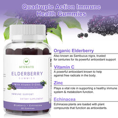 Berry-flavored elderberry gummies close-up