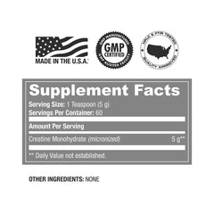 Serving scoop showing 5 grams of creatine per serving