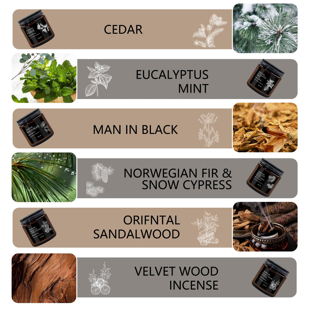 Sandalwood and cedar scented candle in black jar