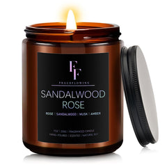 Sandalwood Rose scented candle in 7oz glass jar