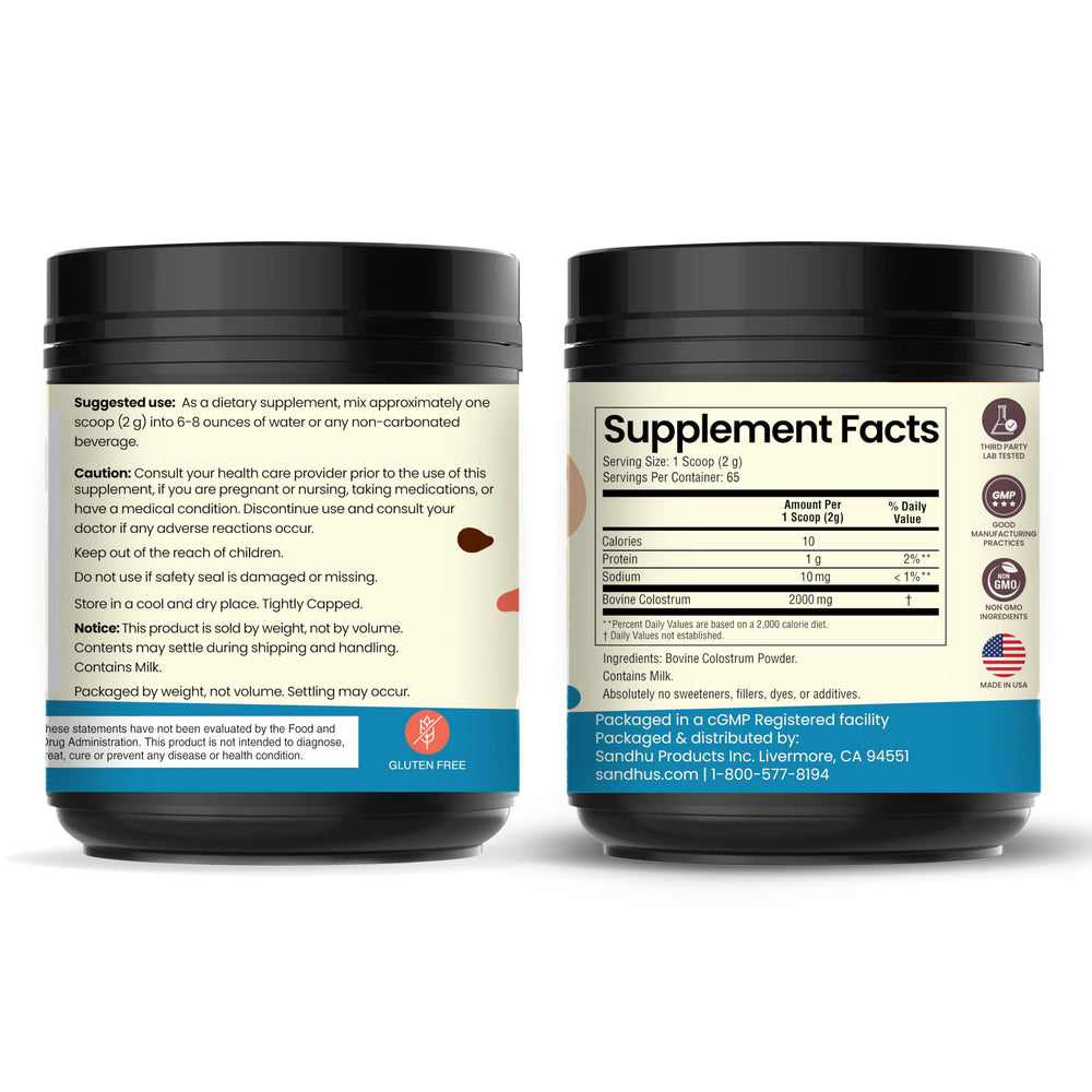 Serving suggestion: colostrum powder mixed in water