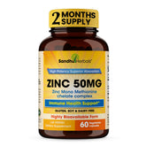 Front view of Sandhu Herbals Zinc 50mg monomethionine capsules bottle