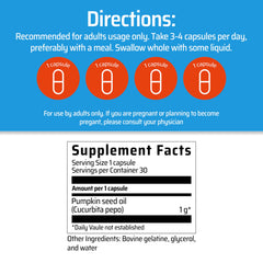 Close-up of 1000 mg pumpkin seed oil capsules