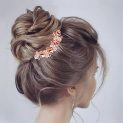 Sankuwen flower rhinestones hair comb close-up highlights craftsmanship