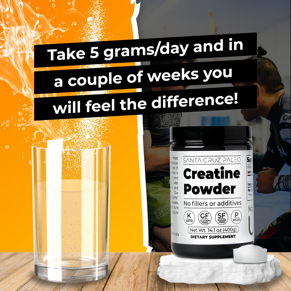 Unflavored creatine monohydrate supplement powder for pre workout