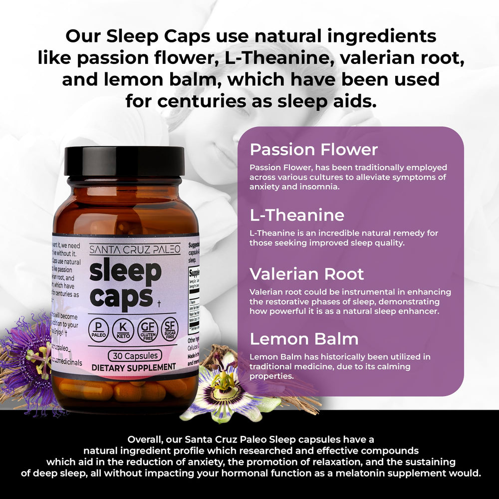 Ingredient highlights: L-Theanine, lemon balm, passion flower, valerian root