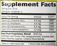 Ingredients label for Sarken Royal Flush-Cut 16oz
