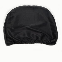 Close-up of satin car headrest cover fabric showing smooth texture