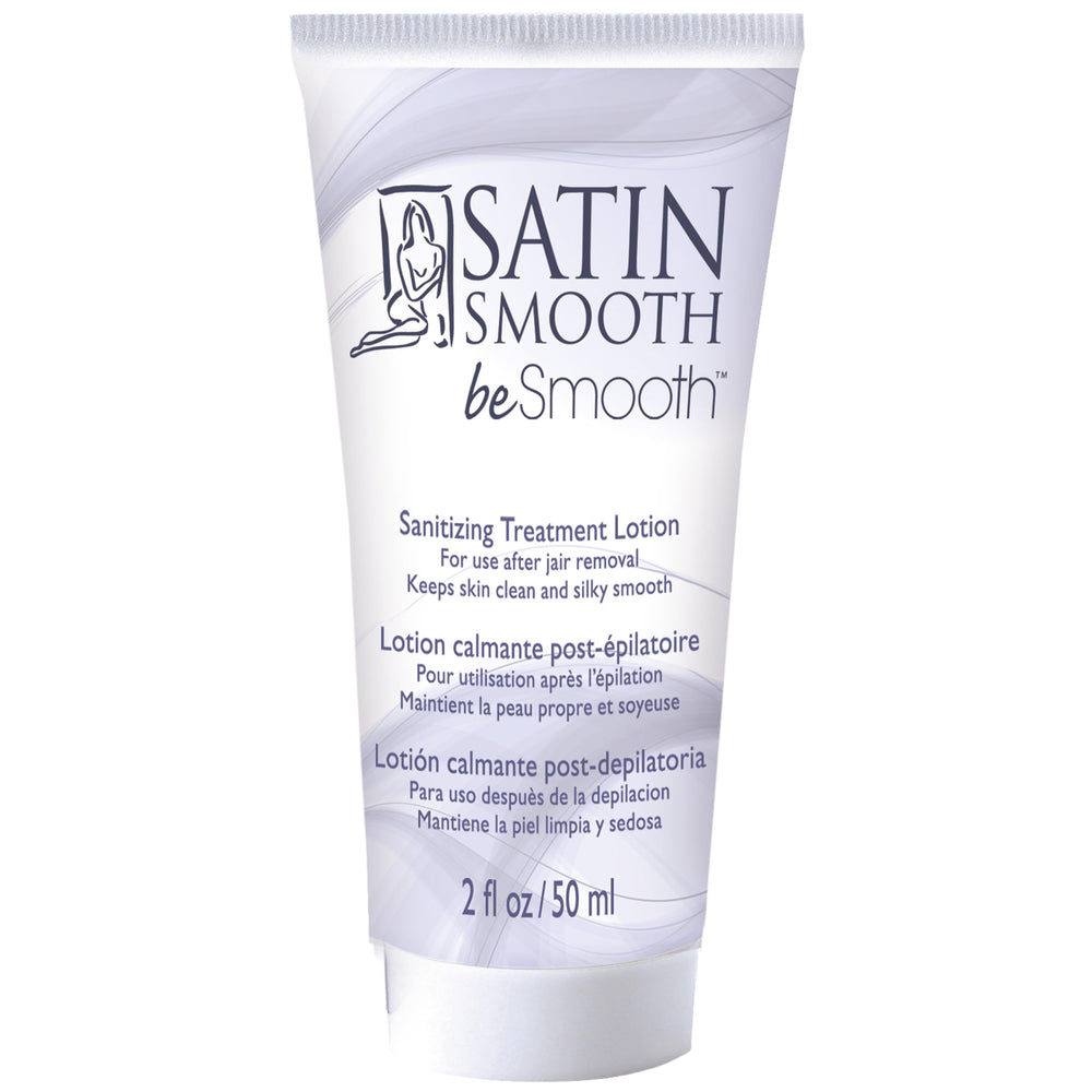 SATIN SMOOTH beSmooth after-wax lotion bottle for post-wax care and irritation relief.