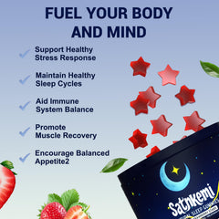 Illustration of valerian, passionflower, L-theanine and magnesium ingredients