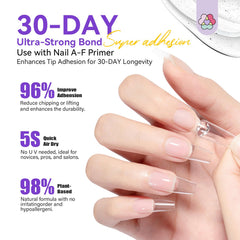 SAVILAND nail tips and false nails compatible with durable bonding.