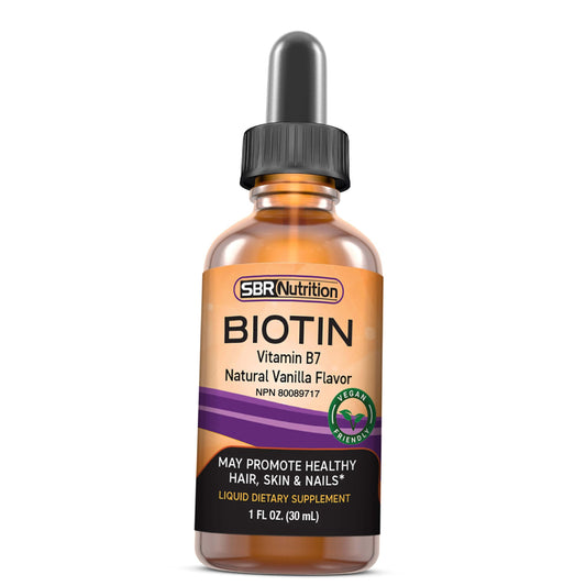 SBR Nutrition Biotin Liquid Drops Vanilla bottle, 1 oz